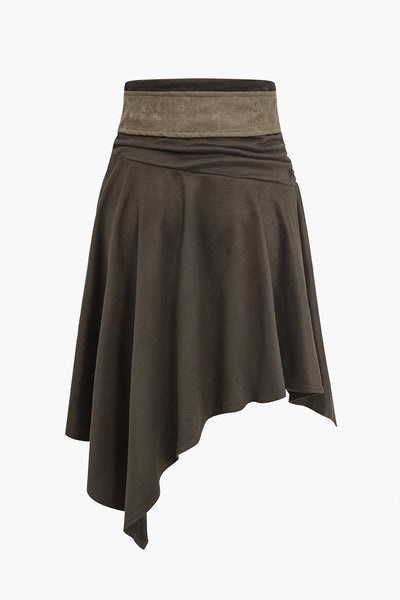 Faux Suede Asymmetrical High Waist Etek