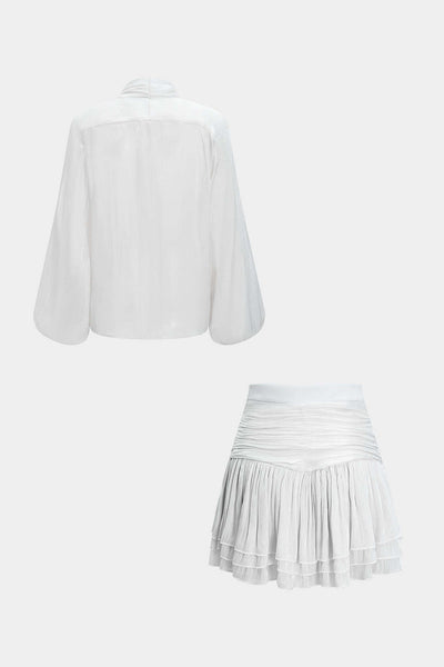 Elegance Ruffle Blouse &amp; Mini Skirt Set