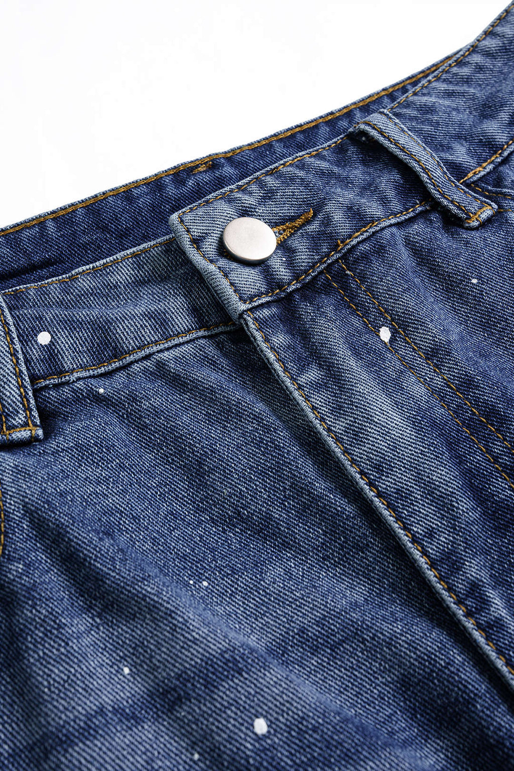 Dantel Detaylı Geniş Paçalı Kot Pantolon