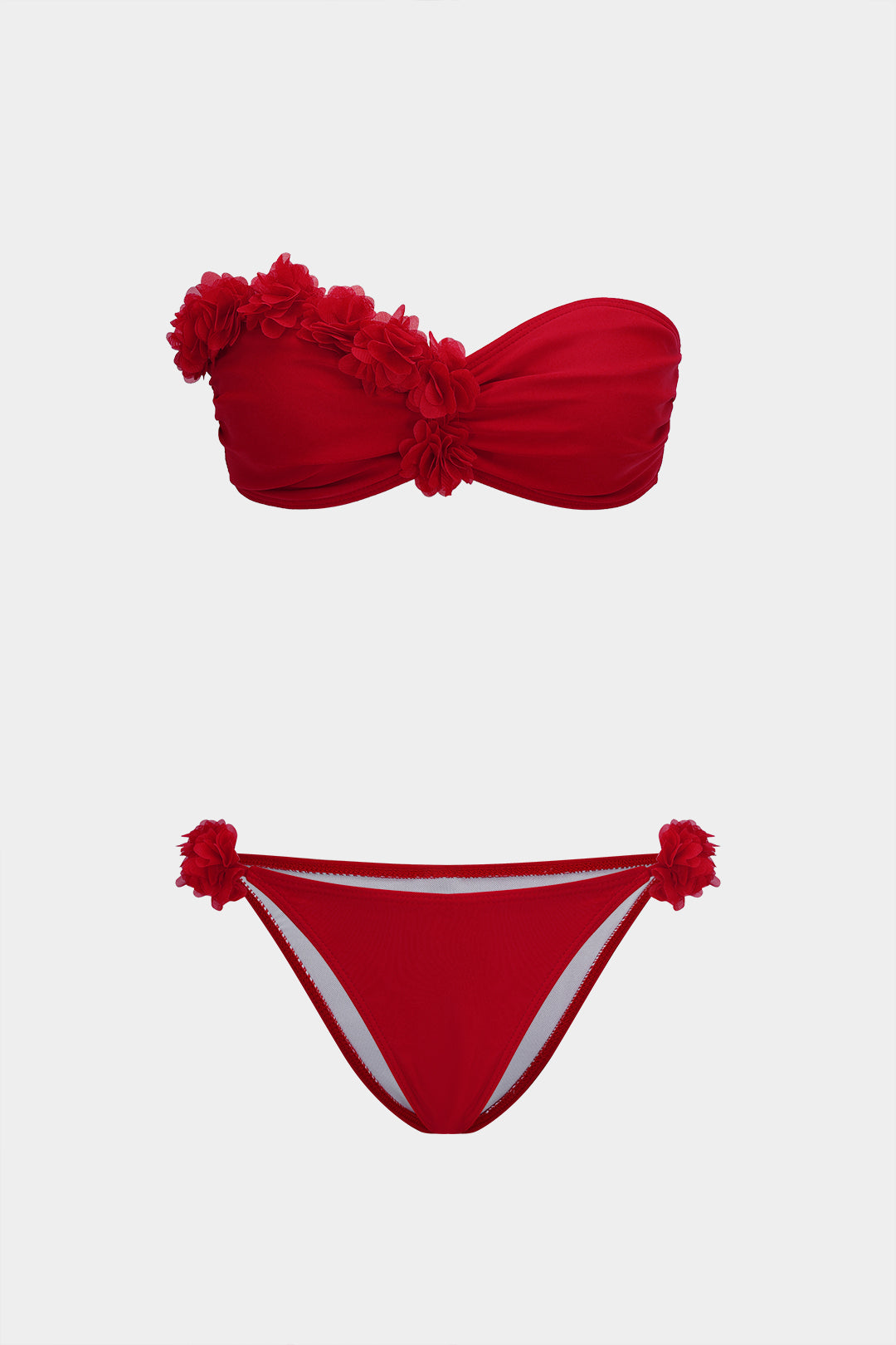 Çiçek Desenli Askısız Bikini Takımı 