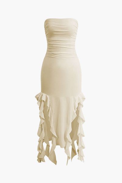 Solid Ruffle Hem Dress