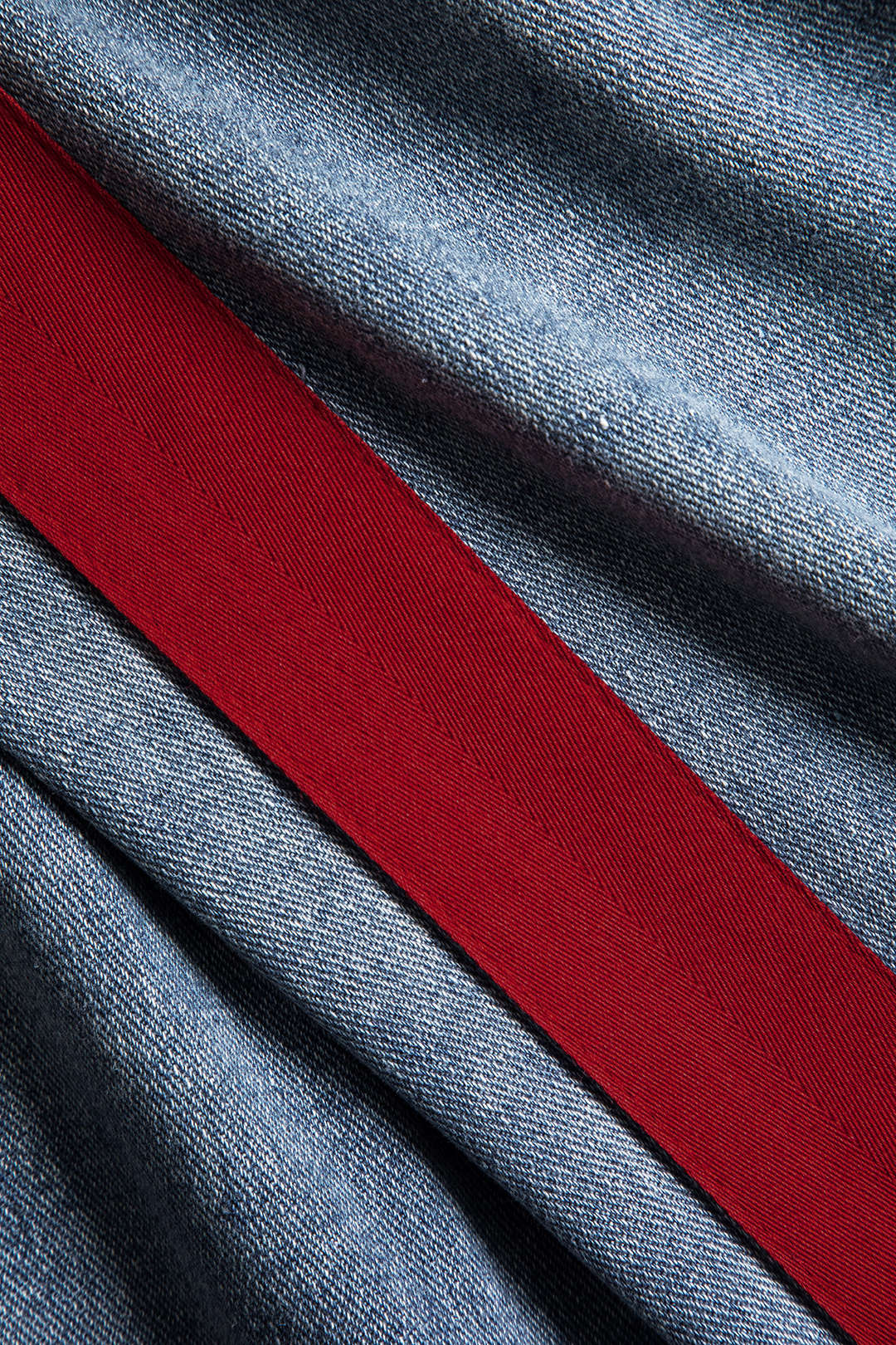 Kontrast Çizgili Geniş Paçalı Kot Pantolon