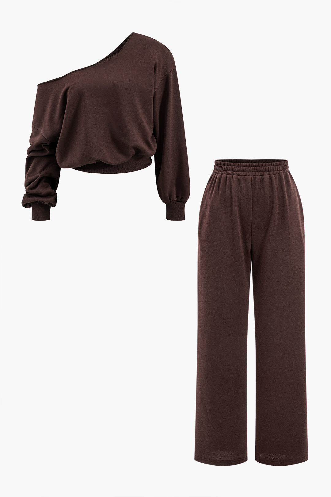 Ease One Shoulder Crop Sweat &amp; Palazzo Tracksuit Set