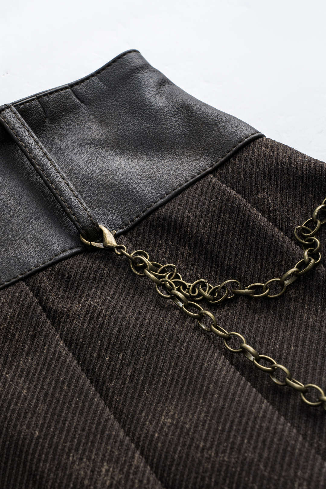 Suni Kürk Kemerli Mini Etek 