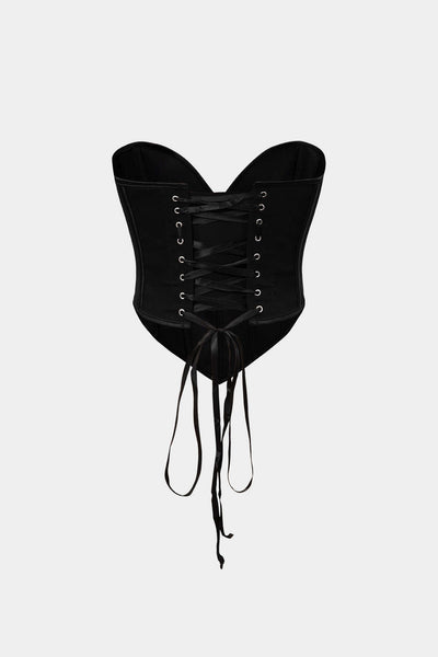 V-Hem Tie Back Corset Corset Crop