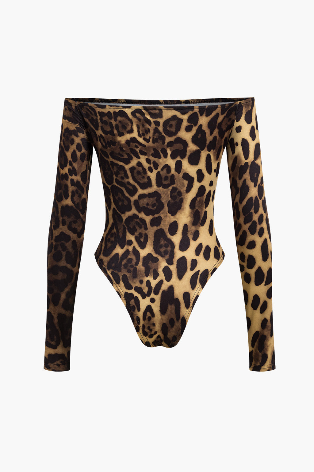 Omuzları Açık Leopar Desenli Tulum 