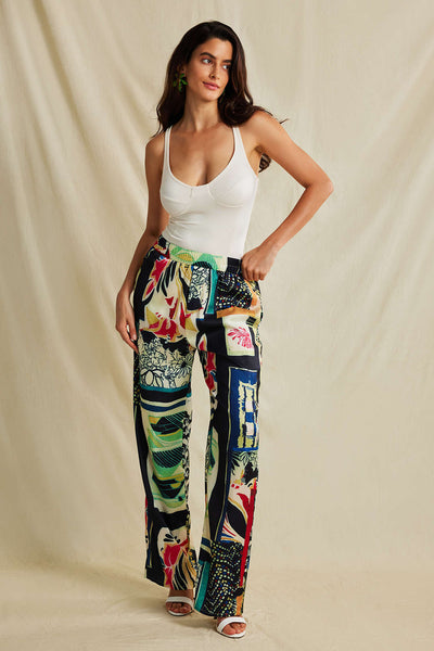 Floral High Waisted Leg Trousers