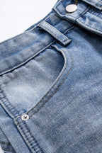 Yıpranmış Geniş Paçalı Kot Pantolon