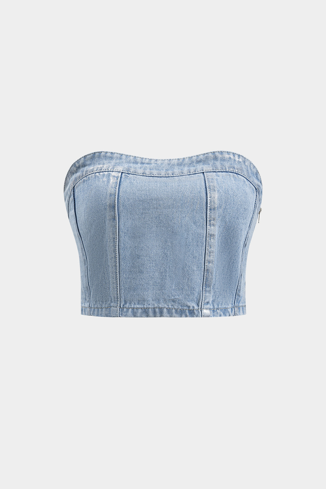 Denim Zipper Tube Crop