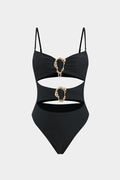 Rosvell Noir Jewel Cut-Out Swimsuit