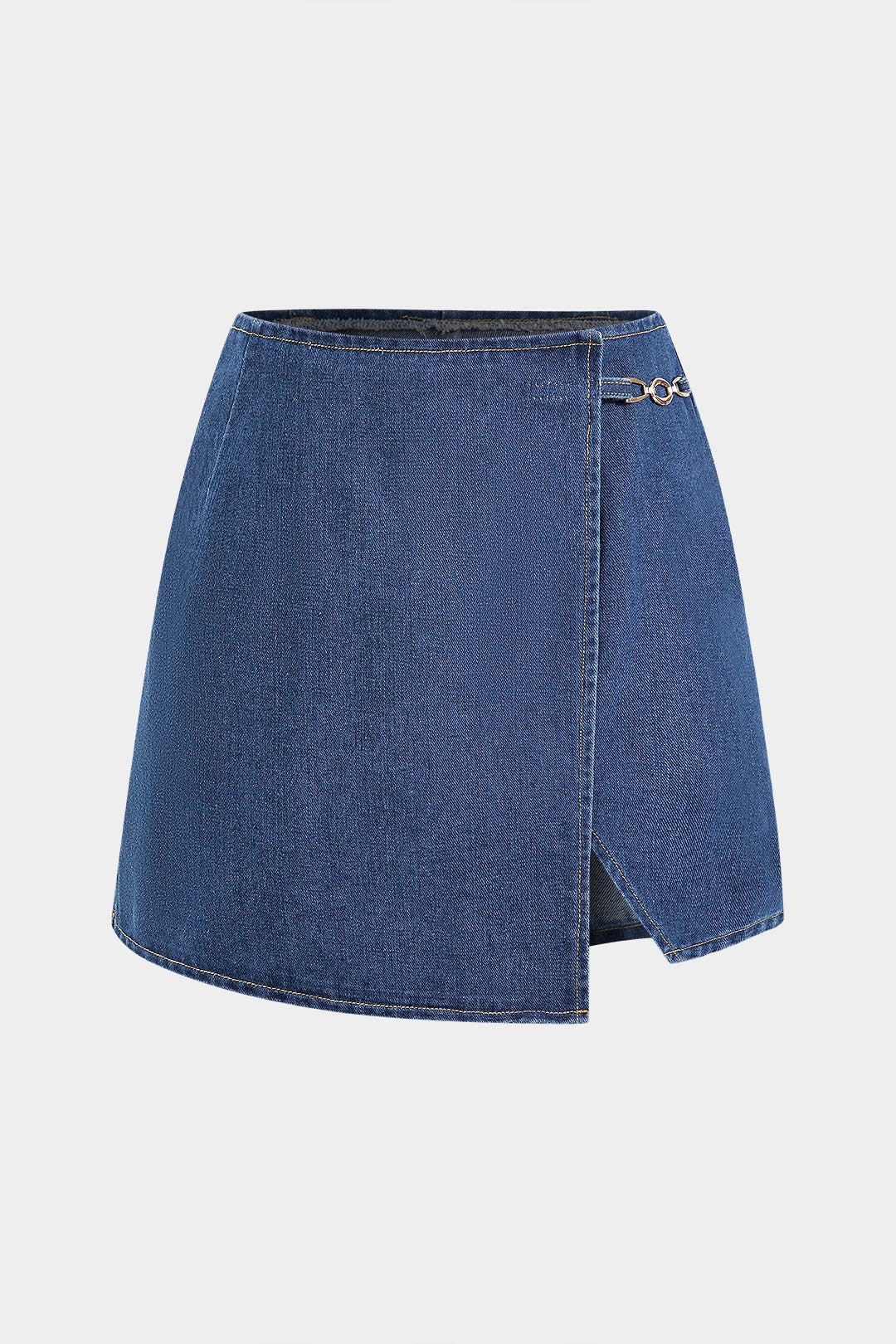 Denim Metallic Zipper Skirt