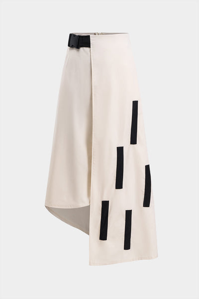 Monochrome Edge Asymmetrical Skirt &amp; Black Crop Set