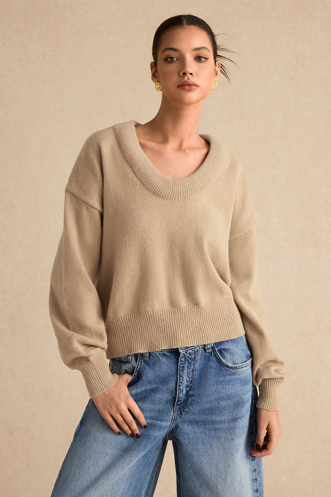 Sweater V-Neck Long-Sleeve Kazak