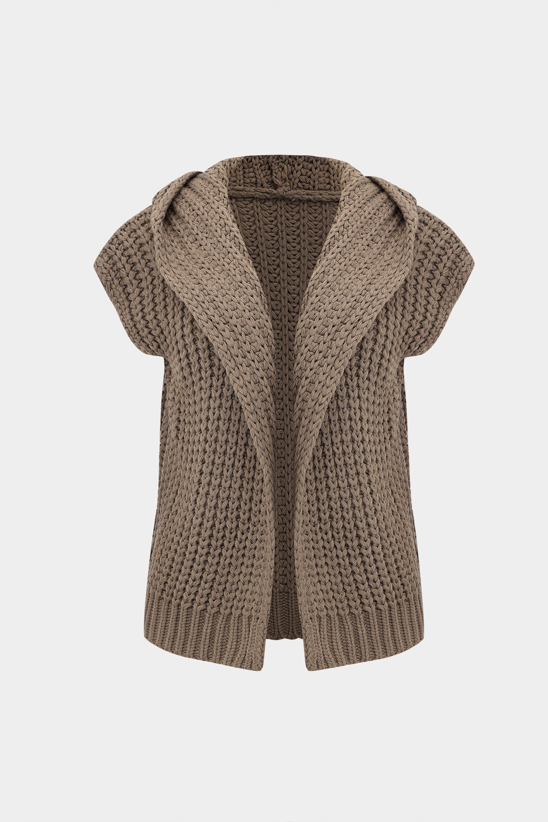 Knitted Hooded Short Sleeve Cardigan