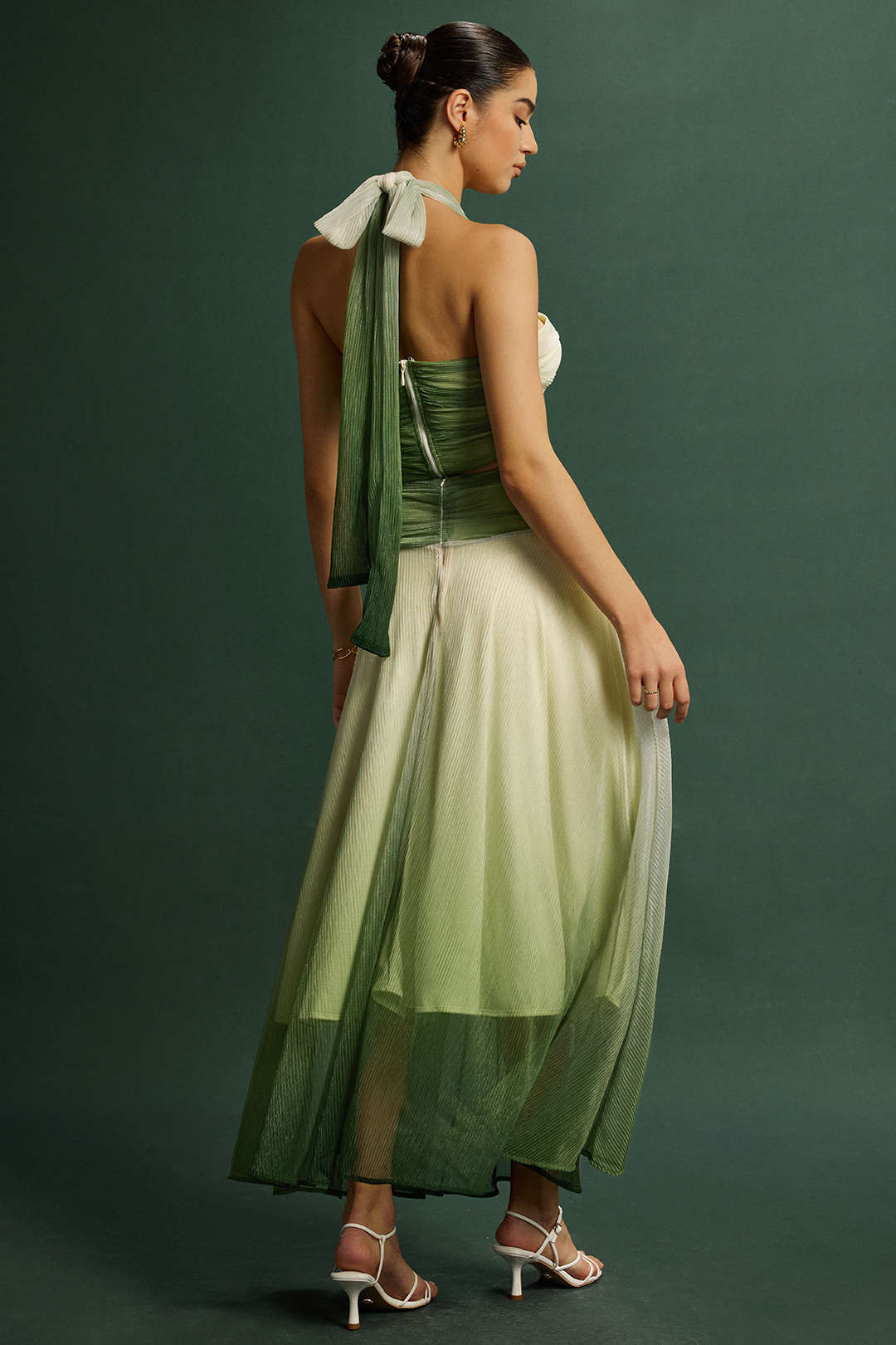 Emerald Mist Tulle Bustier &amp; Maxi Skirt Set