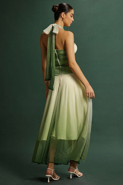 Emerald Mist Tulle Bustier &amp; Maxi Skirt Set