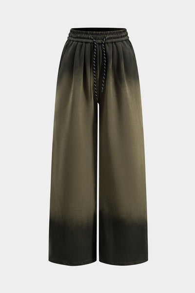 Ruched Drawstring Wide Leg Trousers