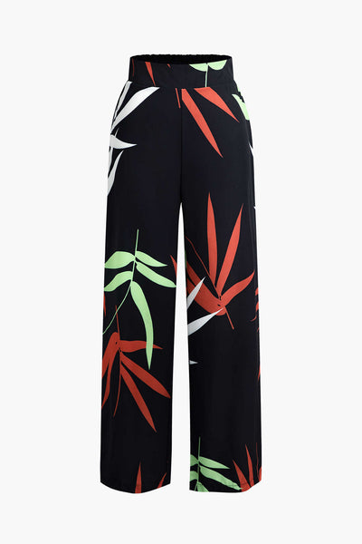 Tropical Bloom Lace-Up Bustier &amp; Palazzo Pants Set
