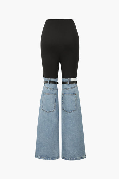 Denim Hybrid Flare Leg Trousers