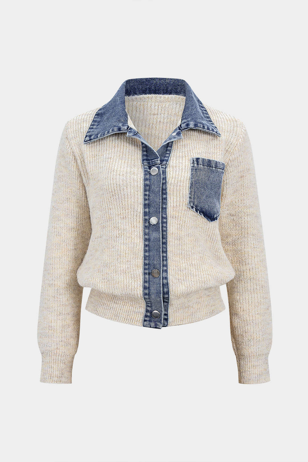 Denim Contrast Knit Jacket