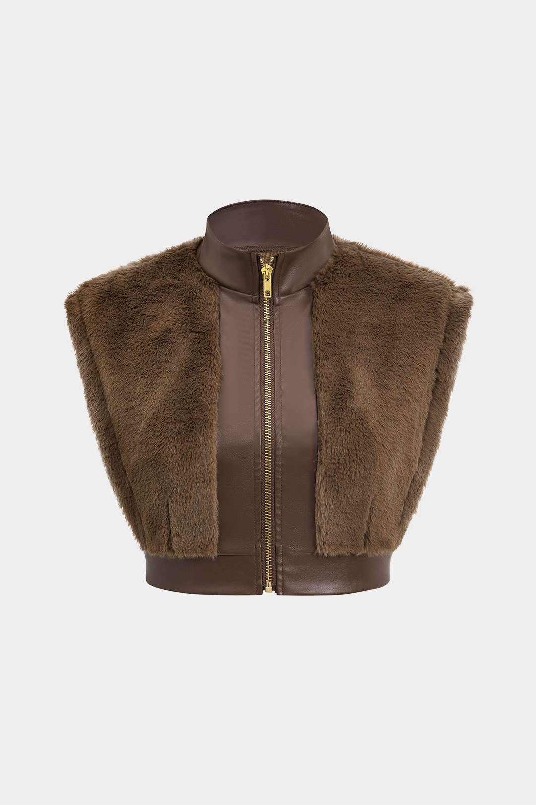 Fusion Fur &amp; Leather Detailed Crop &amp; Mini Skirt Set