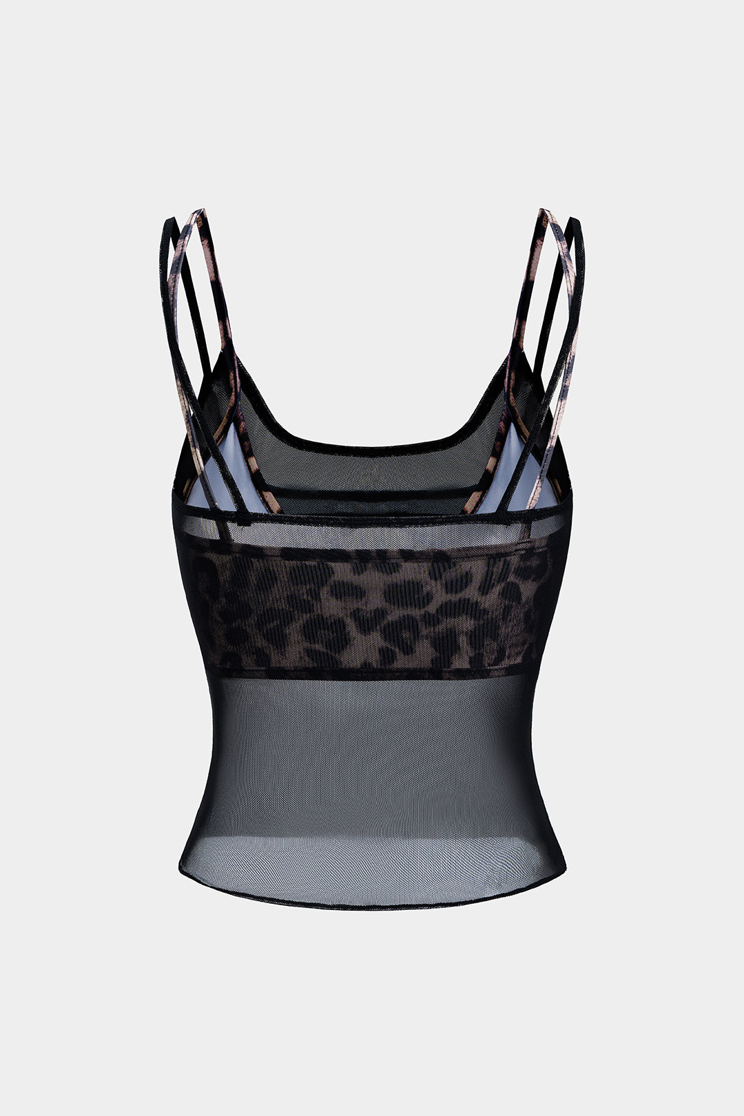 Leopard Print Mesh Slip Cami Crop