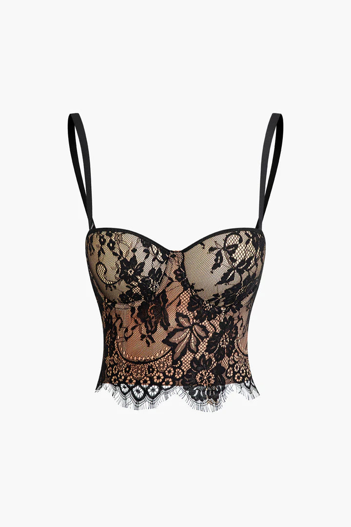 Siyah Kadife Dantel Büstiyer 