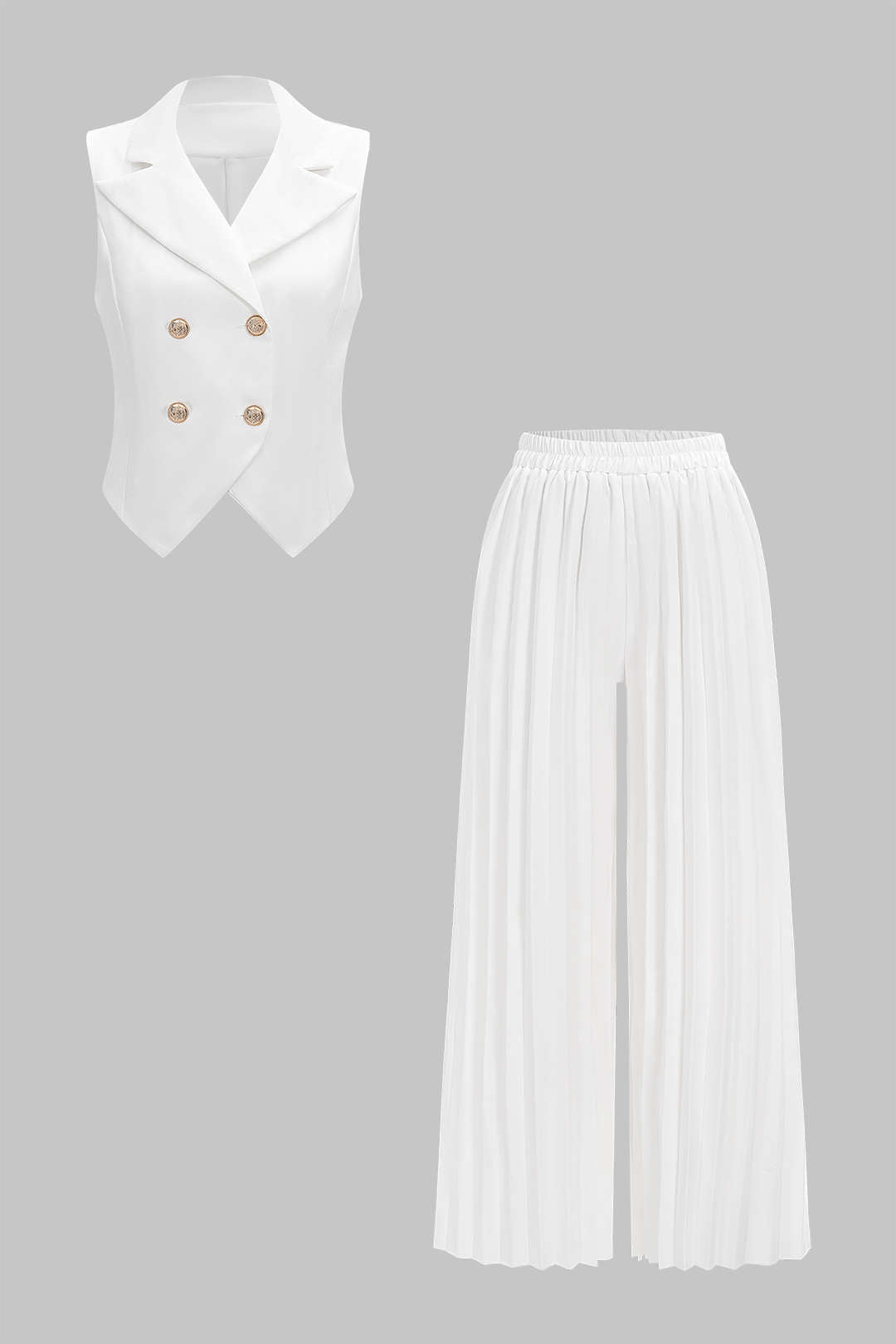 Command Double-Buttoned Vest &amp; Pleated Palazzo Set
