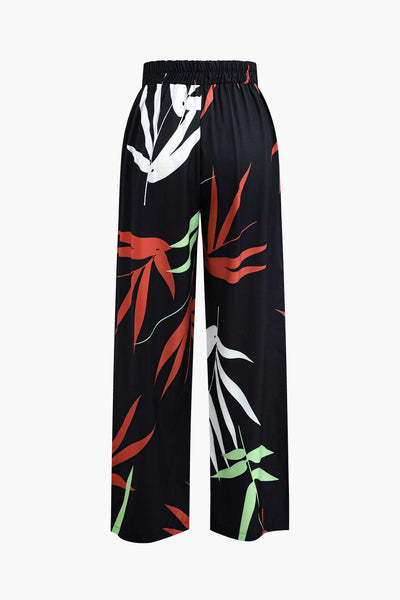 Tropical Bloom Lace-Up Bustier &amp; Palazzo Pants Set