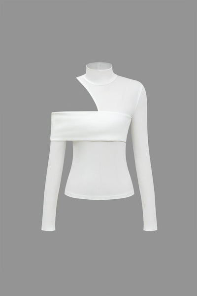 Solid Asymmetrical Long-Sleeve Top