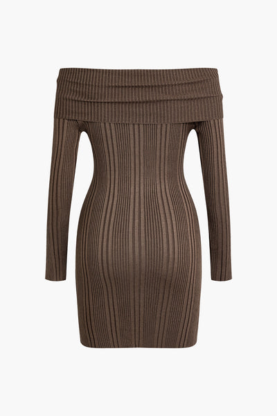 Basic Off-Shoulder Bodycon Sweater Dress