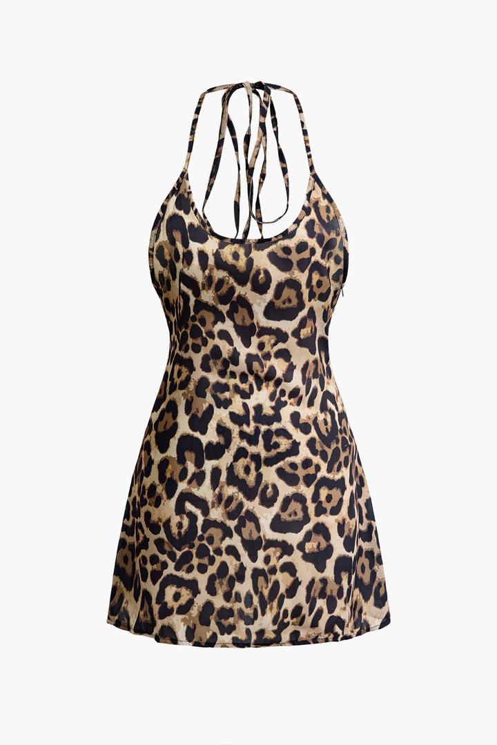 Leopard Backless Mini Dress 