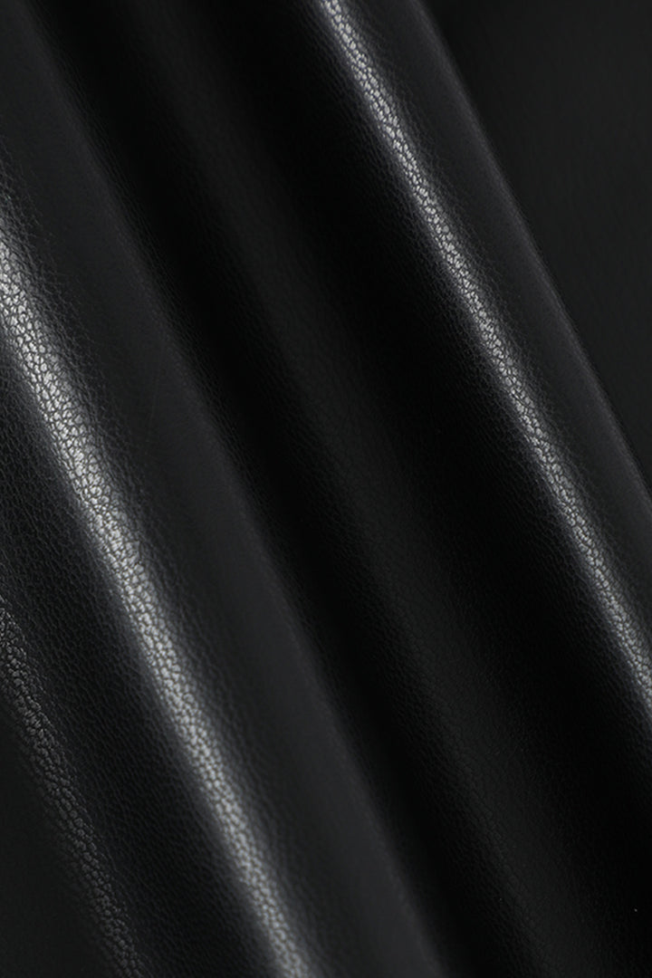 Dökümlü Deri Mini Etek 